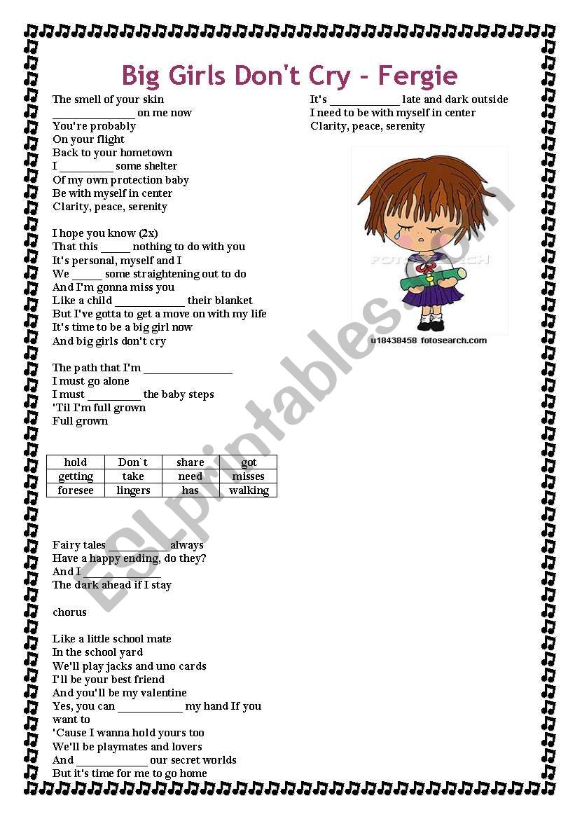 Big girls don`t cry - Fergie worksheet